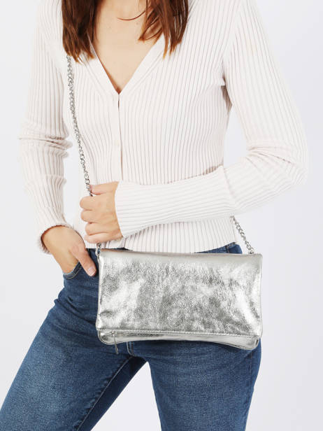 Sac BandouliÃ¨re Nine Cuir Milano Argent nine NI22112N vue secondaire 1
