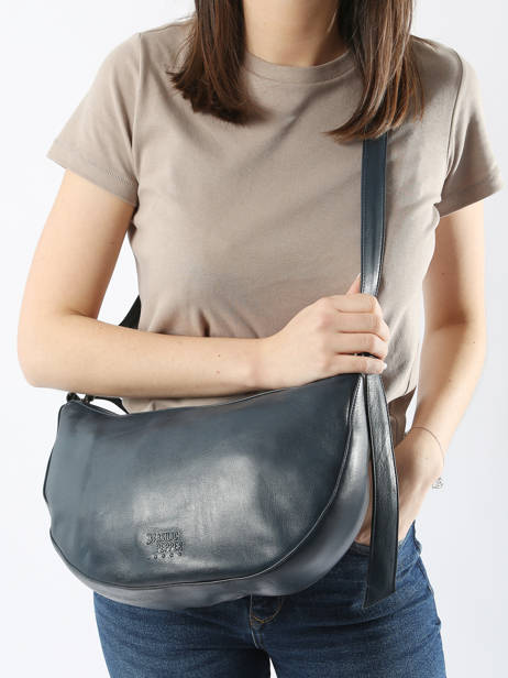 Sac BandouliÃ¨re Cow Cuir Basilic pepper Bleu cow BCOW71 vue secondaire 1