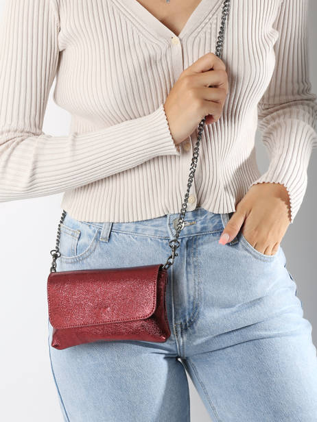Sac BandouliÃ¨re Nine Cuir Milano Rouge nine NI24063 vue secondaire 1