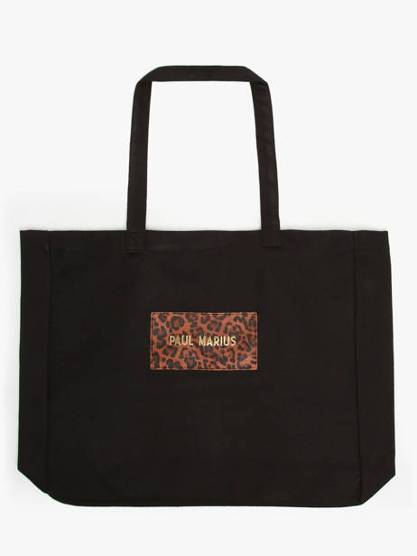 Sac Tote Bag LÃ©opard Coton Paul marius Noir cadeau LPB