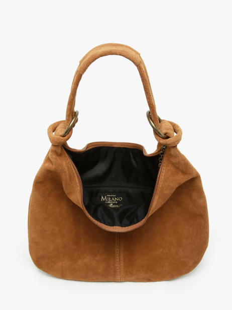 Sac PortÃ© Ã©paule Velvet Cuir Milano Marron velvet VE24111 vue secondaire 3