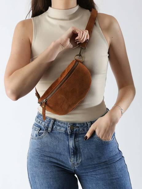 Sac Banane Milano Marron velvet VE19091 vue secondaire 1