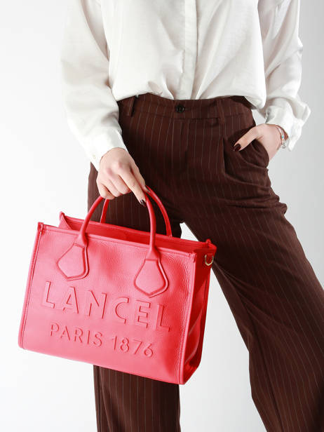 Cabas ZippÃ© M Jour Cuir Lancel Rouge jour A12996 vue secondaire 1