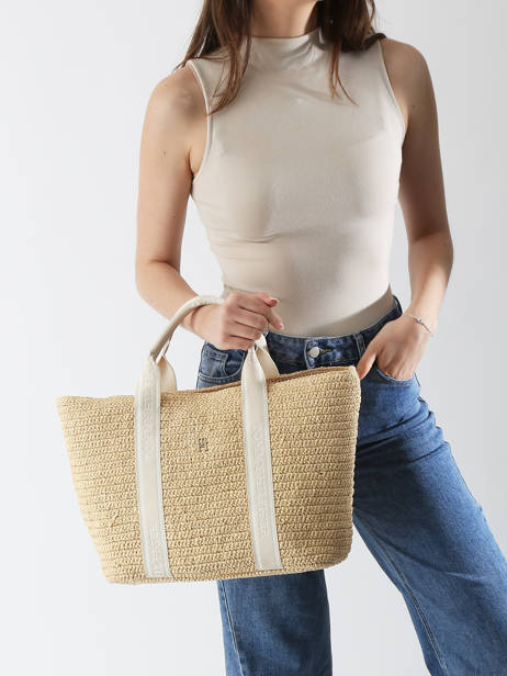 Sac PortÃ© Main Th Spring Logo Polyurethane Tommy hilfiger Blanc th spring logo AW17196 vue secondaire 1