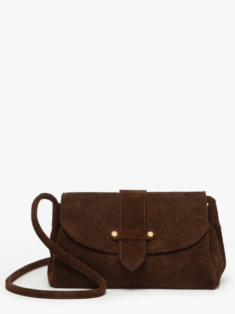 Sac Bandoulière M Agnes Cuir Velours Etrier Marron agnes EAGV205M