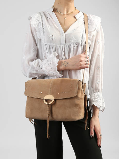 Sac Bandoulière Othilia En Cuir Suède Vanessa bruno Beige othilia 55V40813 vue secondaire 1