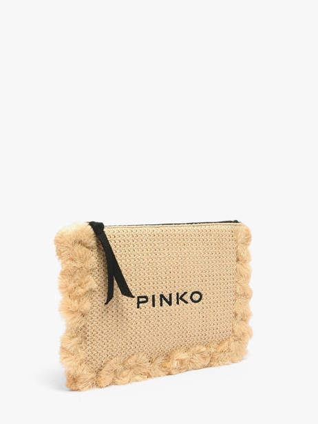 Sac De Soirée Logo Raphia Pinko Beige logo shopper 6718A39Y vue secondaire 1