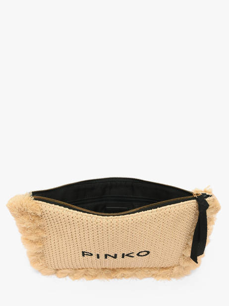 Sac De Soirée Logo Raphia Pinko Beige logo shopper 6718A39Y vue secondaire 3