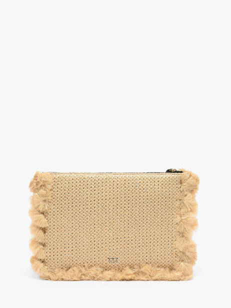 Sac De Soirée Logo Raphia Pinko Beige logo shopper 6718A39Y vue secondaire 4